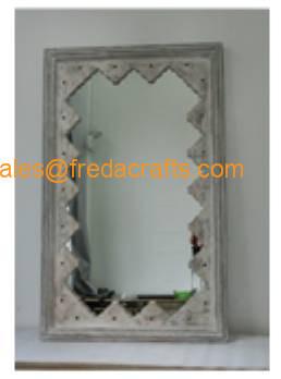 China FR-16705 Nice Design Rectangle Decorative Living Room Wood Frame Wall Mirror for sale