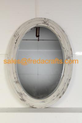 China China supplier simple design oval wall mounted wooden frame mirror for sale