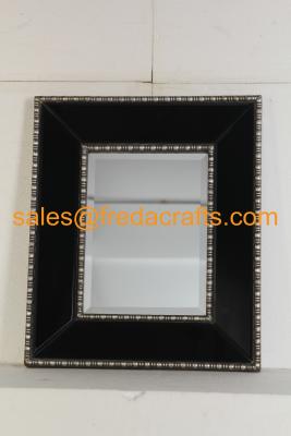 China Fancy design black color decorative wood frame wall mirror wholesale for sale