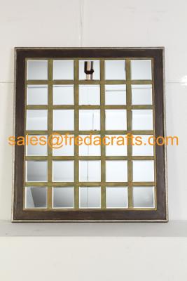 China China supplier mordern design grid shape wood frame wall mirror for home decor for sale