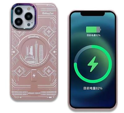 China Shockproof Wireless Charging Magnetic Case for iphone 14 pro 13 12 max metal camera with colorful printing fashion street pattern for sale