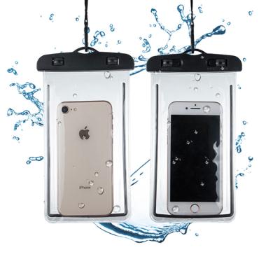 China Waterproof 6.7 Inch Summer Swimming Luminous Universal Factory Wholesale PVC Mobile Phone Waterproof Filter Frame With Lanyard for sale