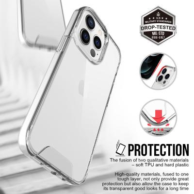 China Metal Shockproof Transparent Independent Button Space Drop Resistant Crystal 2 IN 1 Shockproof Case For iPhone 14 13 12 11 Pro Max for sale