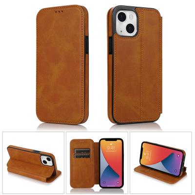 China High Quality Stock Shockproof Leather Flip Wallet Mobile Phone Case for iphone 13 14 pro maximum for sale