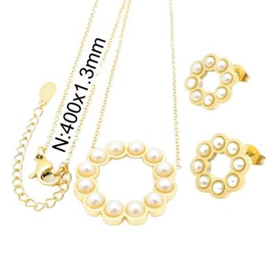 China Stylish Temperament Punk Gold Plated Round Interlocking Stainless Steel Jewelry Sets for sale