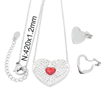 China Punk Europe and America Style Heart Shaped Necklace and Earring Stainless Steel Jewelry Sets for sale