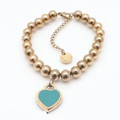 China Stainless Steel Fashion Heart Shape Beads Design Stainless Steel Jewelry Bracelet For Lady for sale