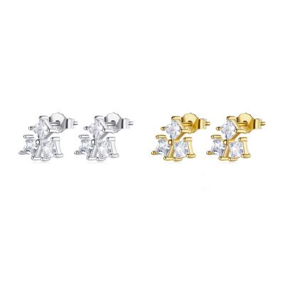 China Casual/Sporty Silver 925 Sterling Italian Gold Plated Jewelry Sparkle Petals Piercing Earing for sale