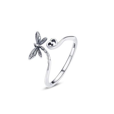 China Romantic Women Pilot Love Jewelry Fashion Accessories 925 Sterling Silver Butterfly Ring for sale