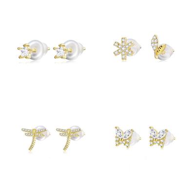 China Brazilian BOHEMIA Gold Plated Elegant Dielianhua Sterling Silver 925 Butterfly Stud Earrings for sale