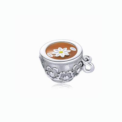 China New Designer Charm Flower Teacup 925 Sterling Silver African Beaded Vintage Design Fashion Jewelry for sale