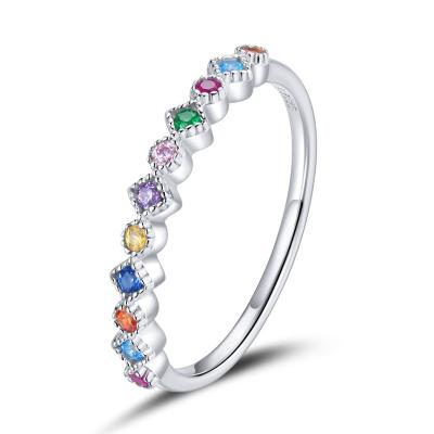 China FASHIONABLE Small Colored Cubic Zirconia Beautiful 925 Sterling Silver Ring For Girlfriend And Lover for sale