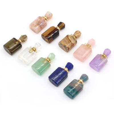 China Fashion New Arrival Stone Necklace Perfume Square Jade Mini Essential Oil Trendy Natural Crystal Necklaces Wholesale Necklace Pendants for sale