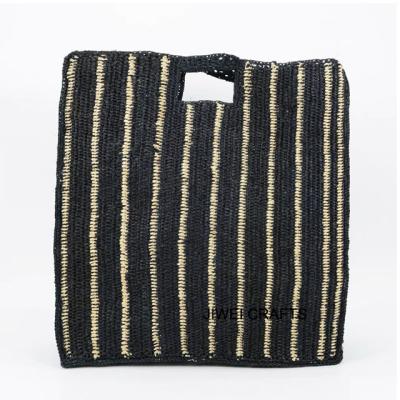 China Fashion New JIWEI Opens Stripe Color Custom Beach Straw Tote for sale