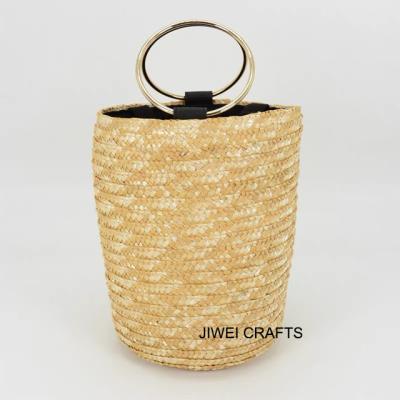 China Fashion NEW JIWEI Opens Custom Women Straw Bucket Tote for sale