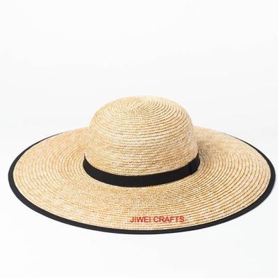 China Beach Round Shape Adjustable Circumference Wheat Straw Hat For Women In Classic Design For Sun for sale