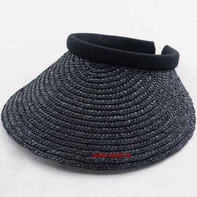 China Wholesale Beach In Running Lady Handmade Wheat Straw Hat New Color With For Summer Sun Visor Hat Empty Top for sale