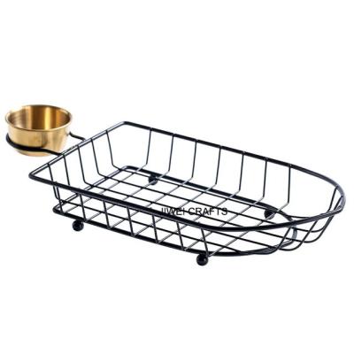 China JIWEI Handmade Metal Basket OPENS Restaurant High Quality Custom Food Metal Serving Baskets for sale