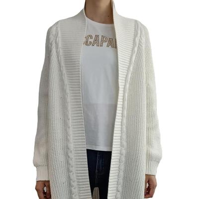 China Bssic Women Anti-pilling Plain White Long Sleeve Solid Casual Cardigan Sweater for sale