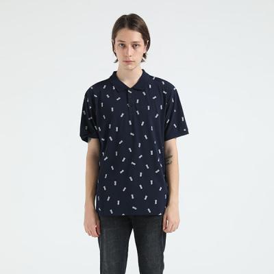 China Anti-Wrinkle OEM Mens Short Sleeve Pineapple Printed Polo T-Shirt Custom Printing 50% Combed Cotton 50%Polyester Pique Fabric Casual Polo Shirt for sale