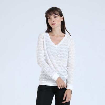 China V neckline QUICK DRY breathable thin lightweight ladies knitted pullover white sexy viable crop top quality women pullover sweatshirt for sale