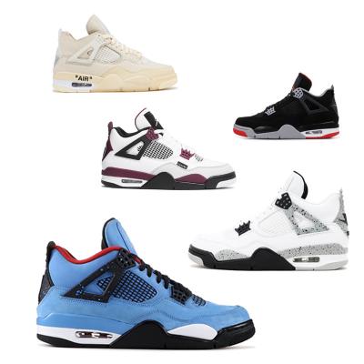 China 1:1 Original Logo Custom Men's Basketball Trend High Top Low Top Fashion AJ4 Casual Sneakers Cushioning for sale