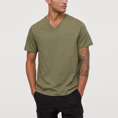 China Anti-Wrinkle Mens 100% Cotton Organic V-Neck T-Shirts Shape Hemp T Shirts for sale