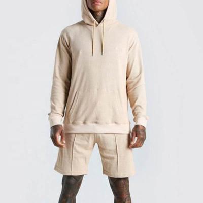 China New Fashion Breathable Custom Sportswear Mens Two Piece Sweatsuit Shorts Set Organic Cotton Hoodie Shorts Set for sale