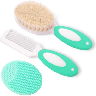 China Baby Hair Brush and Comb Set Nondisposable for Newborns Toddlers Natural Soft Goat Hair for sale