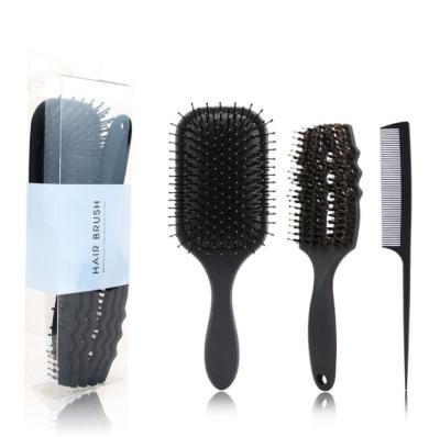 China Waterproof 4Pcs Paddle Six-claw Hair Comb With Boar Hair Set Professional Wholesale Detangling Hair Brush Set for sale