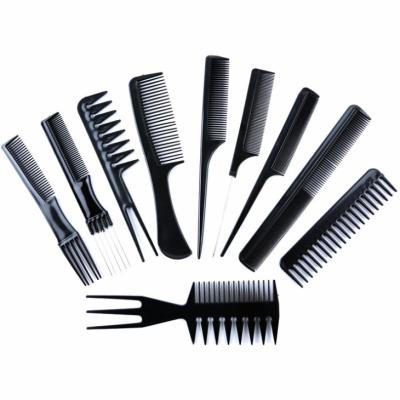 China 100% Decomposed Eco-friendly Material 10pcs Per Set Professional Black Salon Comb Set New Hairdressing Tail Static Comb Haircut Comb Anti Carbon for sale