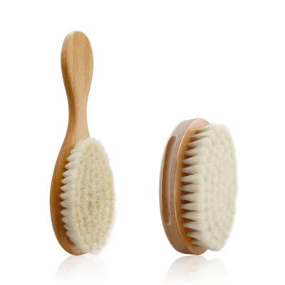 China Nondisposable Hot Selling 2pcs Eco-friendly Natural Soft Baby Goat Hair Toddlers Wooden Play Brush for sale