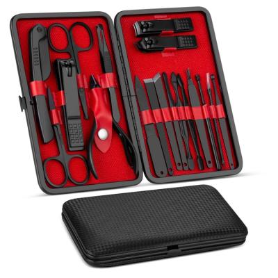 China Special Hot Selling Stainless Steel Manicure Kit 18pcs Professional Manicure Set With PU Leather Case for sale