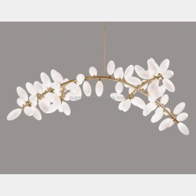 China Modern Glass Bulb Modern Factory Chandelier in Brushed Brass and White for sale