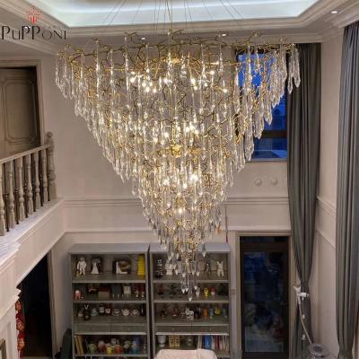 China Europe Modern Chandelier Living Room Gold Luxury Crystal Pendant Light Custom for sale