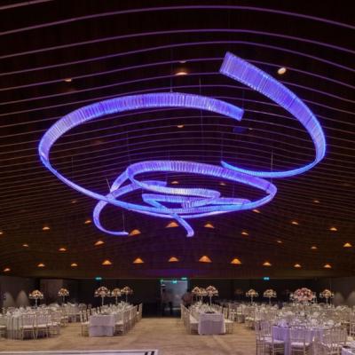 China Hotel Hall-Banquet Lobby Modern Decoration Customized Size Glass Chandelier Pendant Light for sale