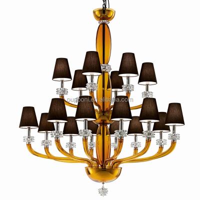 China Classic 18 Toffee Traditional Amber Glass Chandelier Pendant Lamp for sale