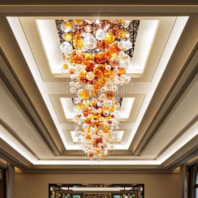 China Modern Hand Blown For Hotel Pendant Light Fixtures Bubble Glass Chandeliers for sale