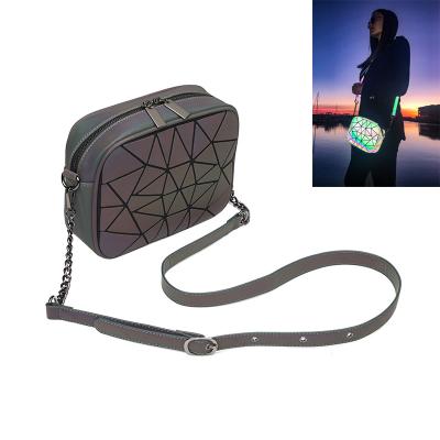 China Bright Cute Luminous Body Small Cross Shoulder Bags For Women Mini Geometric Handbags Box With Long Strap for sale