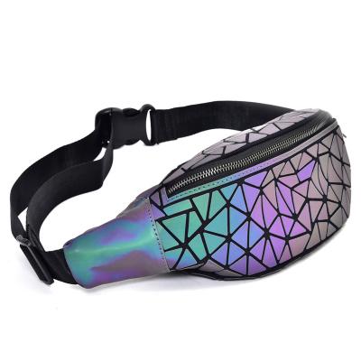 China Wholesale Hot Sale Luminous Geometric Women's Waist Bags Fanny Packs Belt Bag Travel Fashion Mobile Phone Bag for sale