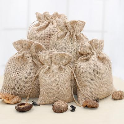 China Different Size Natural Canvas Handled Jute Storage Sack Drawstring Gift Sack For Coffee Bean,Rice for sale