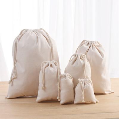 China Various Sizes Recycled Cotton Canvas Drawstring Handled Gift Bags Muslin Sack For Wedding Storage Home Supplies for sale