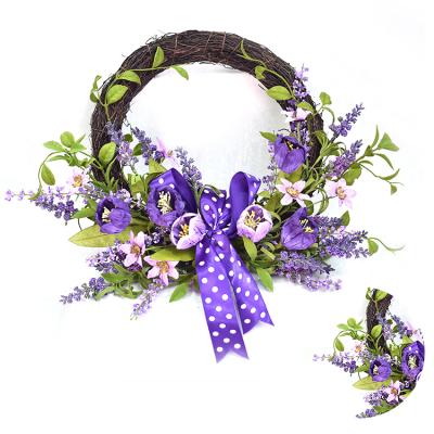 China Factory Custom Green Environmental Protection Design New Half Wreath Practical Tulip Half Wreath Practical Spring Wreath for sale