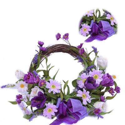 China Luxury Colorful Artificial Tulip Half Wreath Garland From Plant Green Environmental Protection New Design For Home Decoration for sale