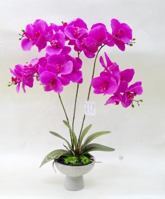 China Indor Decoration Orchid Flowers Artificial Flower Arrangements Wedding Home Decor Pink Purple Green White With Pot for sale