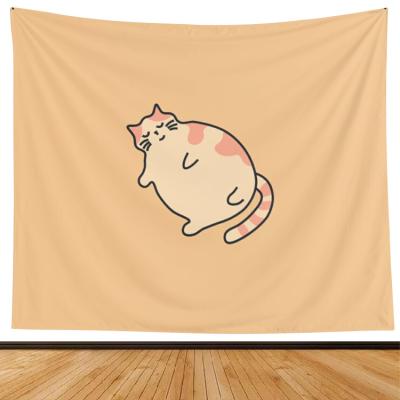 China Soft wholesale logo printed wall hanging tapestry for home decor fat cat and mouse tapestry for sale