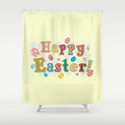 China Wholesale Polyester Waterproof Happy Easter Shower Curtain Custom Print Viable For Bathroom for sale