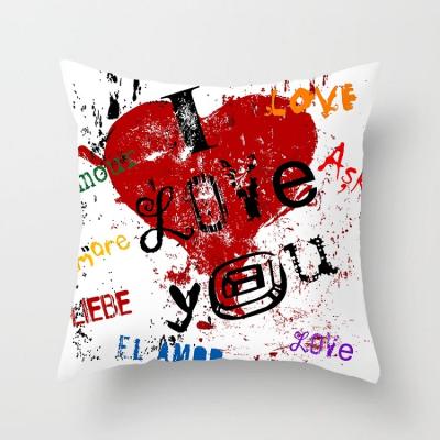 China Wholesale Anti-Static Polyester Valentines Day Pillows I Love You Couples Valentines Pillow Covers Home Decorative for sale