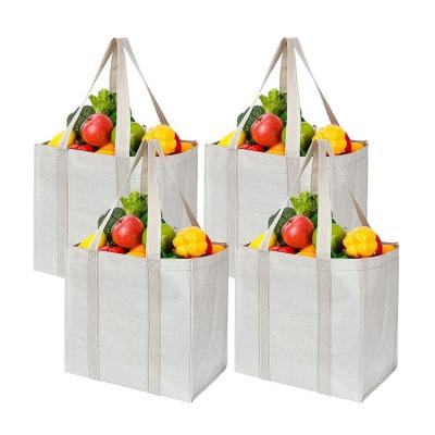 China Reusable Durable Reusable Grocery Bag With Reinforced Hard Bottom Universal Heavy Duty Tote Bags for sale