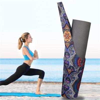 China Wholesale Reusable Portable Custom Large Size Canvas Print Yoga Mat Bag Durable Yoga Bag With Zipper Pocket for sale